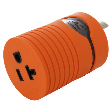Ac Works Plug Adapter, 5-15/20R, L5-15P, 5-20P, L5-15P, 0 ft., Orange ADL515520